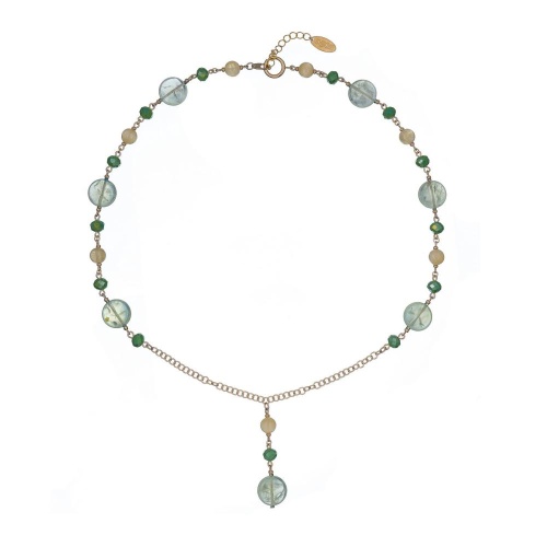 Колье Lanzerotti, Ispirazione, пренит, гипсан, кристаллы, гематит, LZ-24.10-452 мятный