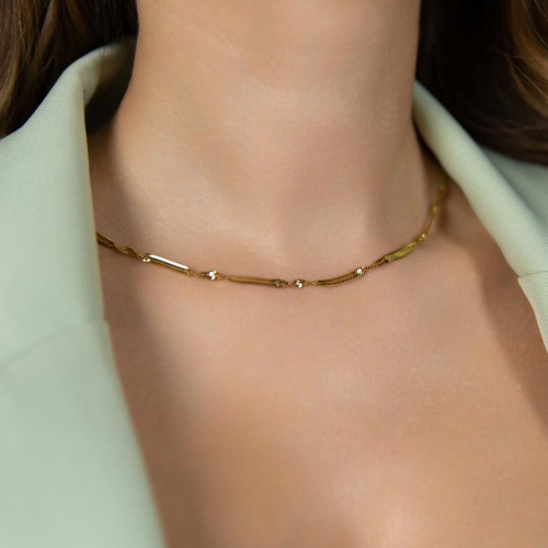 Колье Dansk Copenhagen, Passion Waterproof, витое, с дизайном в виде "ёлочки", DNSK26.1-9W2407009 золотистый фото 3