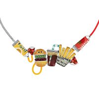 Колье TARATATA, Ketchup, смола, пудра, блестки, шнур и кабошон, TT-W23-08113-10M серебристый