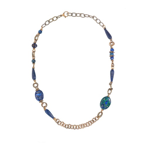 Колье Alcozer&J, с лазуритом и азуритом, AL-C68DA25-R синий