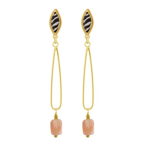 Серьги TARATATA, Zebra, цветная смола, гелиот, гематит, TT-H25-04921-20M золотистый