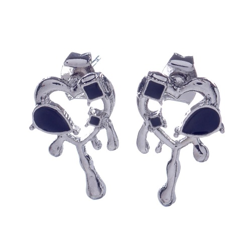 Серьги Moon Paris, Poem, в форме сердца, с эмалью, MP-23.04-010 серебристый