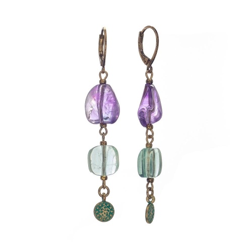 Серьги Lanzerotti, Ispirazione, флюорит, аметист, LZ-24.10-448 фиолетовый