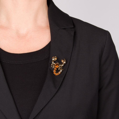 Брошь Moon Paris, Nord, скорпион, с кристаллами, MoS-21.10-016 золотистый фото 3