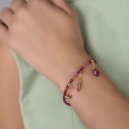 Браслет Lanzerotti, Erbario, с рубином, турмалином и бутоном розы, LZ-26.02-051 розовый фото 3