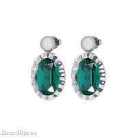 Серьги Qudo TIVOLA UNICA big (S/P) Emerald 2,65cm, 332048