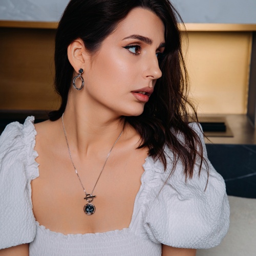 Серьги Fiore Luna Jet Nut, A2002SW-E108.4 BW/S фото 2