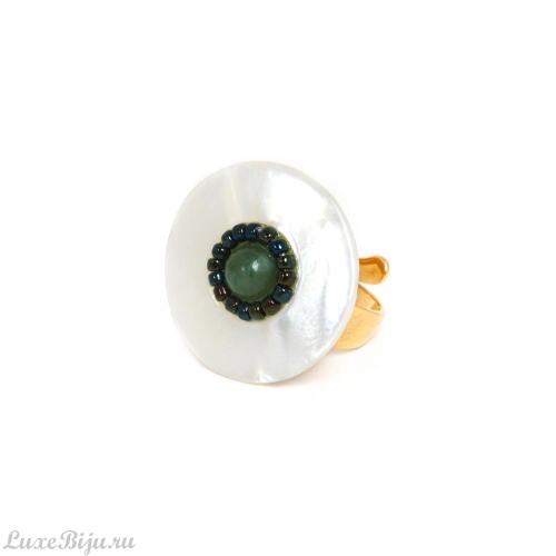 Кольцо Nature Bijoux, Papatea, разъемное,перламутр, авантюрин,бисер, NB22.1-19-24341 белый фото 2