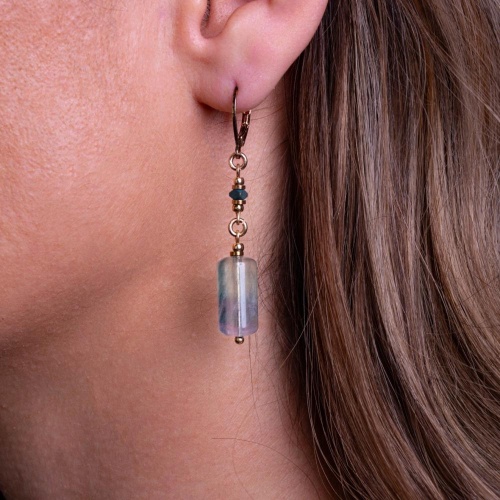 Серьги Lanzerotti, Ispirazione, флюорит, гематит, LZ-24.10-434 зеленый