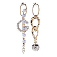 Серьги Moon Paris, Bohemia, асимметричные, жемчуг, кристаллы, MB-21.07-001 золотистый