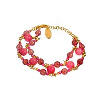 Браслет Lanzerotti, Erbario, двойной, агат, клубничный кварц, циркон, LZ-26.02-033 розовый