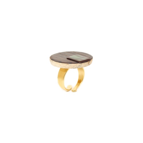 Кольцо Nature Bijoux, Cosmos, тамариндовое дерево, шпон, перламутр, NB23.2-19-25041 коричневый фото 2