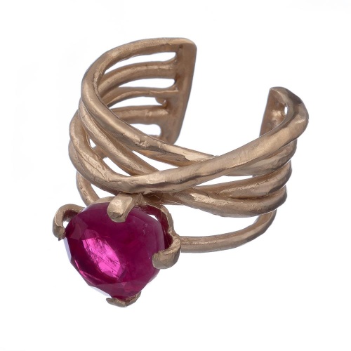 Кольцо Estrosia, разъемное, с кристаллом, ES-ANM14 лиловый