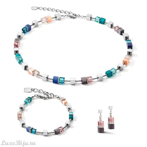 Серьги Coeur de Lion Blue-Turquoise-Peach, 5022/21-0751 фото 2