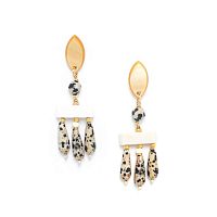 Серьги Nature Bijoux, Karakorum, перламутр,кость,далматинская яшма, NB22.1-12-77310 золотистый