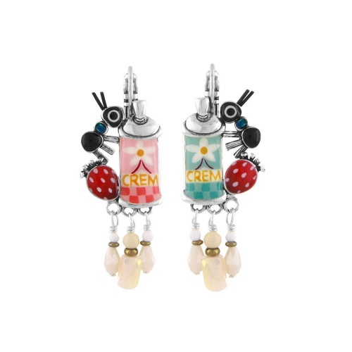Серьги TARATATA, Chapardeuse, асимметричные,со смолой,бусинами и нитью, TT-H24-07794-10M серебристый