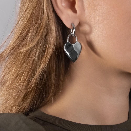 Серьги Moon Paris, полукольца, с сердцем, Mo-Y25.02-003 серебристый фото 2