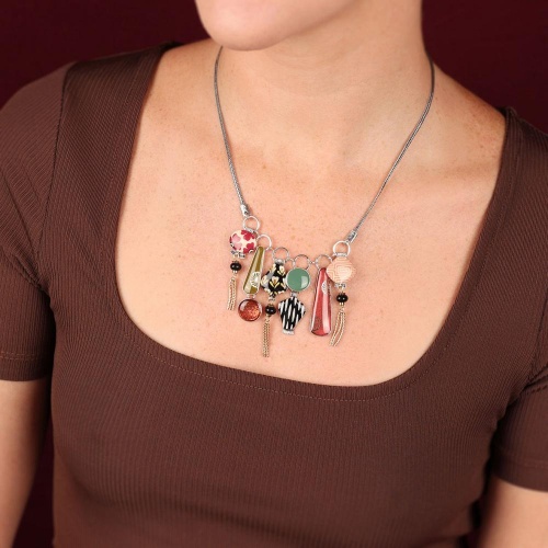 Колье TARATATA, Etincelle, смола, слюдяной порошок, бусины, гематит, TT-W25-08112-10M серебристый фото 3