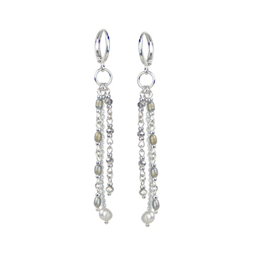 Серьги Lanzerotti, Gelido, с жемчугом и кристаллами, LZ-25.02-044 серый