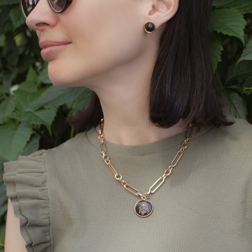 Пусеты Fiore Luna TIGER EYE, LE1110 BR/G фото 4