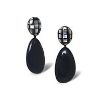 Серьги Nature Bijoux, Rivoli, с перламутровой мозайкой и рогом, NB26.2-12-90743 черный
