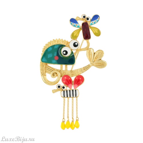 Брошь TARATATA, Virevolte, с цветной смолой и стеклянными бусинами, TT-E22-07204-20M золотистый