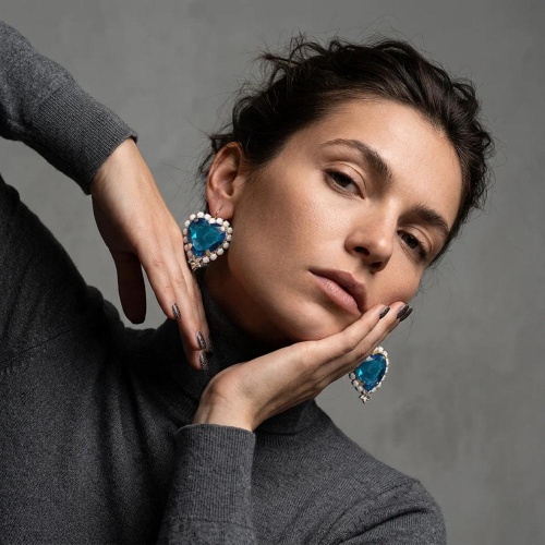 Серьги Celeste G, с кристаллом Swarovski и фианитами, CS26.1-1790 бирюзовый фото 2