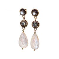 Серьги Alcozer&J, с жемчугом и хризолитом, AL-O48AD24-R белый