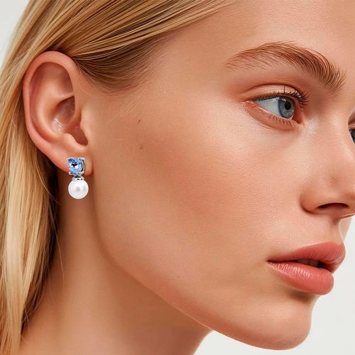 Серьги Dyrberg Kern EMO SS LIGHT BLUE / WHITE PEARL, 480037 фото 2