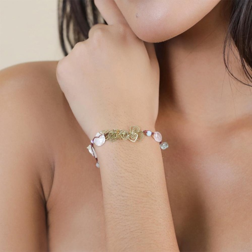 Браслет Franck Herval, Amanda, аквамарин, кварц, жемчуг, бусины, FH25.1-13-72901 золотистый фото 5