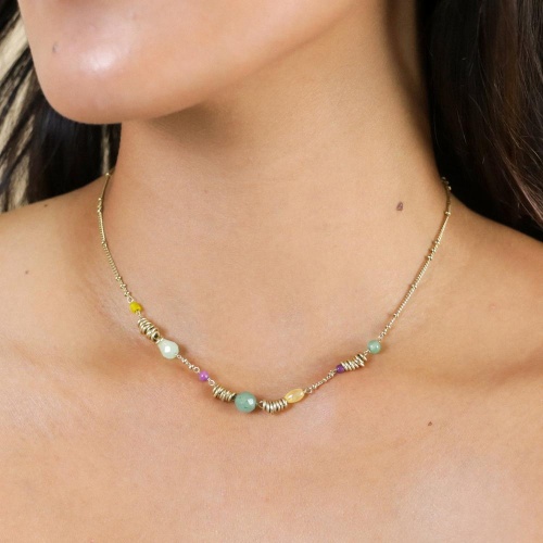 Колье Franck Herval, Celinda, авантюрин, арагонит, нефрит, бусины, FH25.2-15-64420 зеленый фото 3