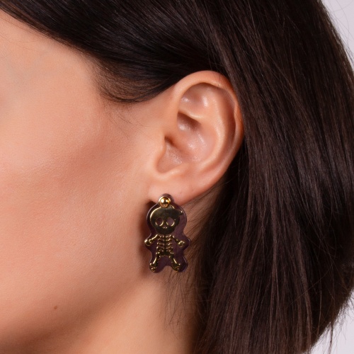 Серьги Moon Paris, Ultra, с подвеской в форме скелета, MU-23.04-005 золотистый фото 3