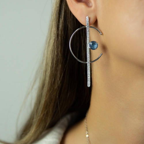 Серьги Catherine Bijoux, Half moon, с кристаллом, CB25.1-5357FS голубой фото 3