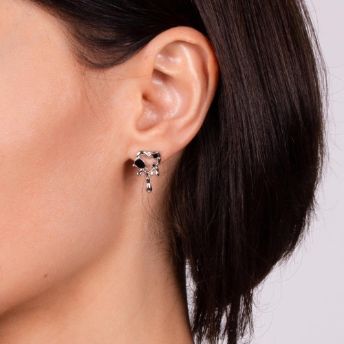 Серьги Moon Paris, Poem, в форме сердца, с эмалью, MP-23.04-010 серебристый фото 3