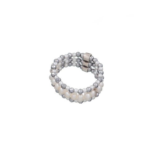 Кольцо Lanzerotti, Splendore, стрейч, с жемчугом и гематитом, LZ-24.08-290 серебристый