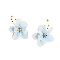 Серьги Catherine Bijoux, Lotus flower, полукольца с цветком, CB26.1-5705FG голубой