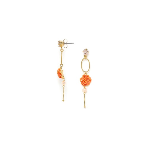 Серьги Franck Herval, Clea, цветок,кристалл Swarovski, жемчуг, эмаль, FH23.2-12-68197 оранжевый фото 6