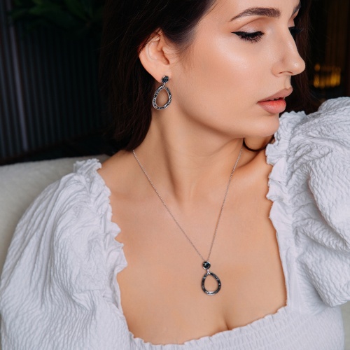 Серьги Fiore Luna Jet Nut, A2103SW-E05.4 BW/S фото 2