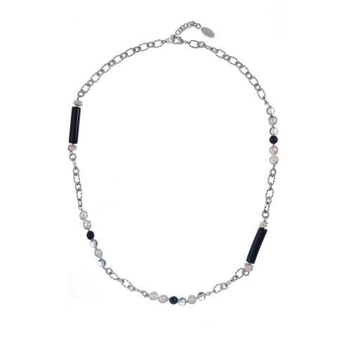 Колье Lanzerotti, Pianoforte, жемчуг, оникс, агат, хрусталь, LZ-25.12-382 черный