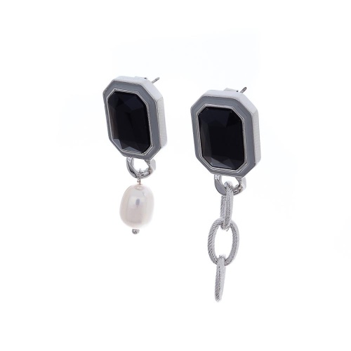 Серьги Moon Paris, Ringo, асимметричные, с кристаллом и жемчугом, MR-22.03-052 черный