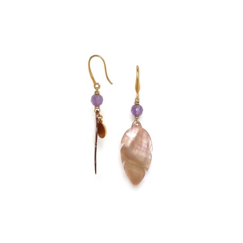 Серьги Nature Bijoux, Euphoria, с перламутром и аметистом, NB24.1-12-79145 бежевый фото 2