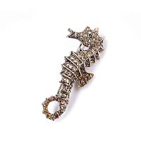 Брошь Moon Paris, Nord, морской конёк с кристаллами, MoS-22.03-026 золотистый