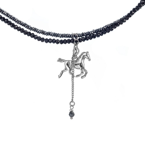 Колье Lanzerotti, Pianoforte, двойное, шпинель, гематит, кристаллы, LZ-25.12-408 черный фото 2