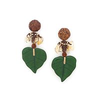 Серьги Nature Bijoux, Kirindy, семя сальваги, рудракши, бодхи, цитрин, NB24.2-12-79541 зеленый