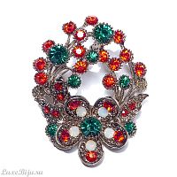 Брошь Moon Paris, Сhristmas, венок, цветок,, MCH-1811-009 золотистый