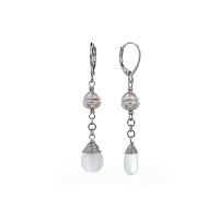 Серьги Lanzerotti, Gelido, с жемчугом и кошачьим глазом, LZ-25.02-082 серый