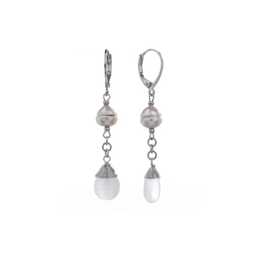 Серьги Lanzerotti, Gelido, с жемчугом и кошачьим глазом, LZ-25.02-082 серый