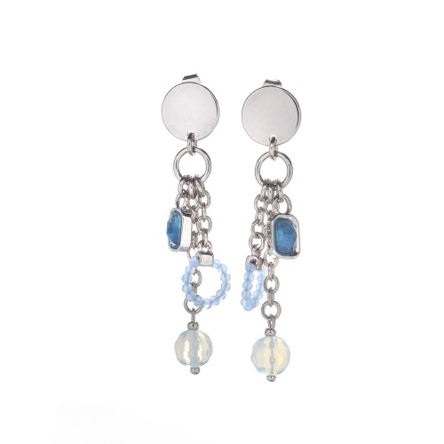 Серьги Lanzerotti, Hello babe!, лунный камень, кристаллы, халцедон, LZ-25.07-213 голубой