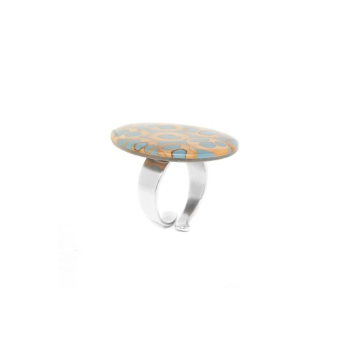 Кольцо Nature Bijoux, Piccadilly, разъемное, с пальмовым орехом в смоле, NB23.2-19-25017 голубой фото 4