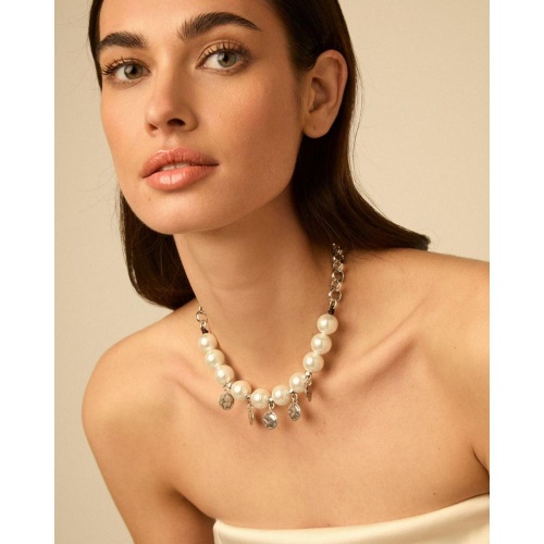 Колье VIDDA, Mainson, с жемчугом и монетами, кожа, VD26.1-02368 серебристый фото 2